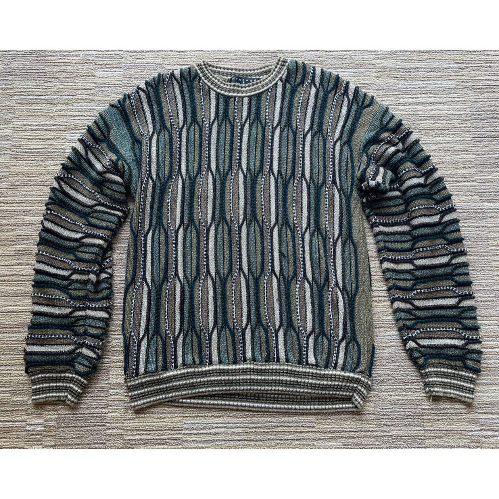 Vintage Protege Collection Multicolor 3D Coogi Style Sweater Biggie Cosby Sz M